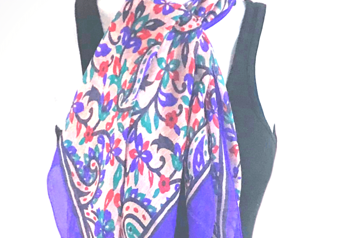 Hand-hemmed Silk Scarf in English lavender, light weight and elegant
